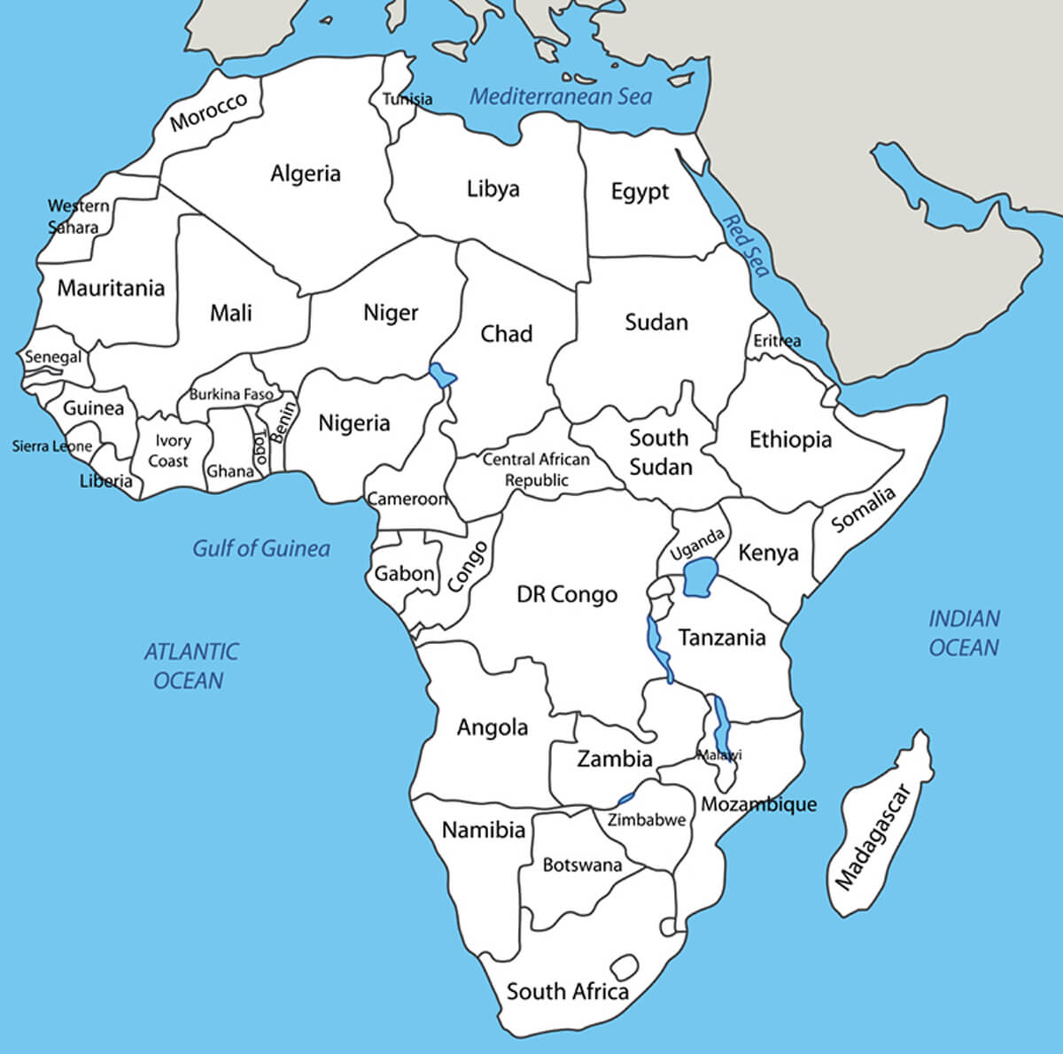 Afrika vektör harita beyaz renkte